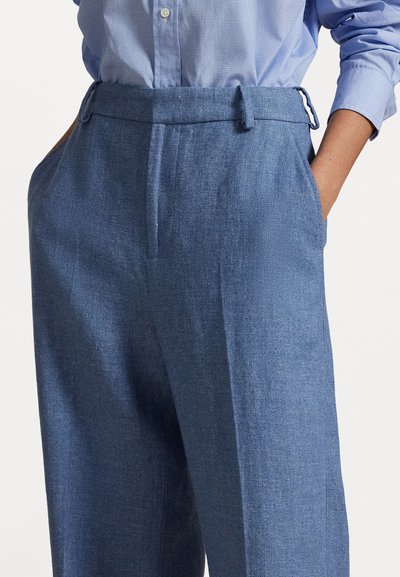 Polo Ralph Lauren LINEN COTTON TWILL WIDE LEG TROUSER - Trousers - blue