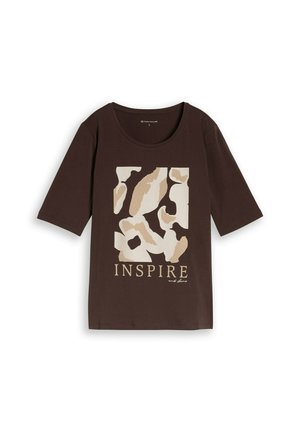 TOM TAILOR, T-SHIRT FEMININE BASIC WITH PRINT - Print T-shirt - java dark brown