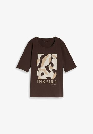 TOM TAILOR, T-SHIRT FEMININE BASIC WITH PRINT - Tričko s potlačou - java dark brown