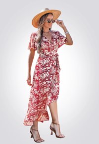 Cupshe V AUSSCHNITT KURZARM  - Jurk - light red