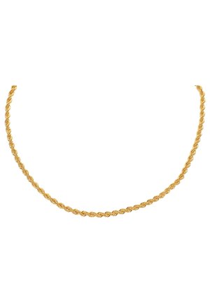 Gold-toned twisted chain necklace with a braided design, featuring smooth, rounded links that provide a textured appearance.