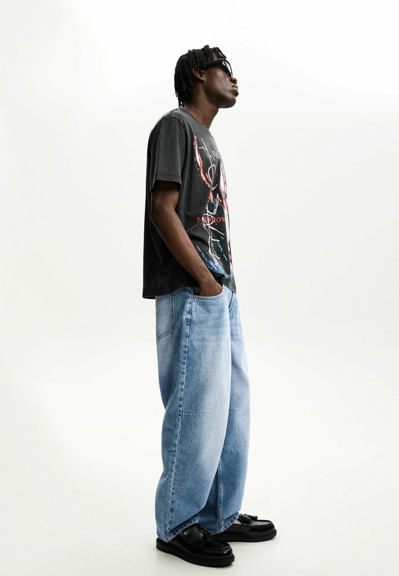 Dark Grey Baggy Pants Jean Gris H&m Bershka BALLOON Relaxed