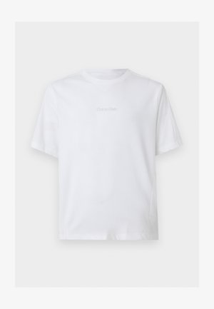Weißes T-Shirt mit kurzen Ärmeln, Rundhalsausschnitt und dezent gesticktem Calvin Klein-Logo auf der Brust.