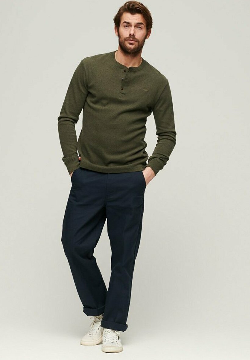 Pull Henley Superdry Vintage - Mélange Coton/cashmere Pour Homme, Coupe Décontractée