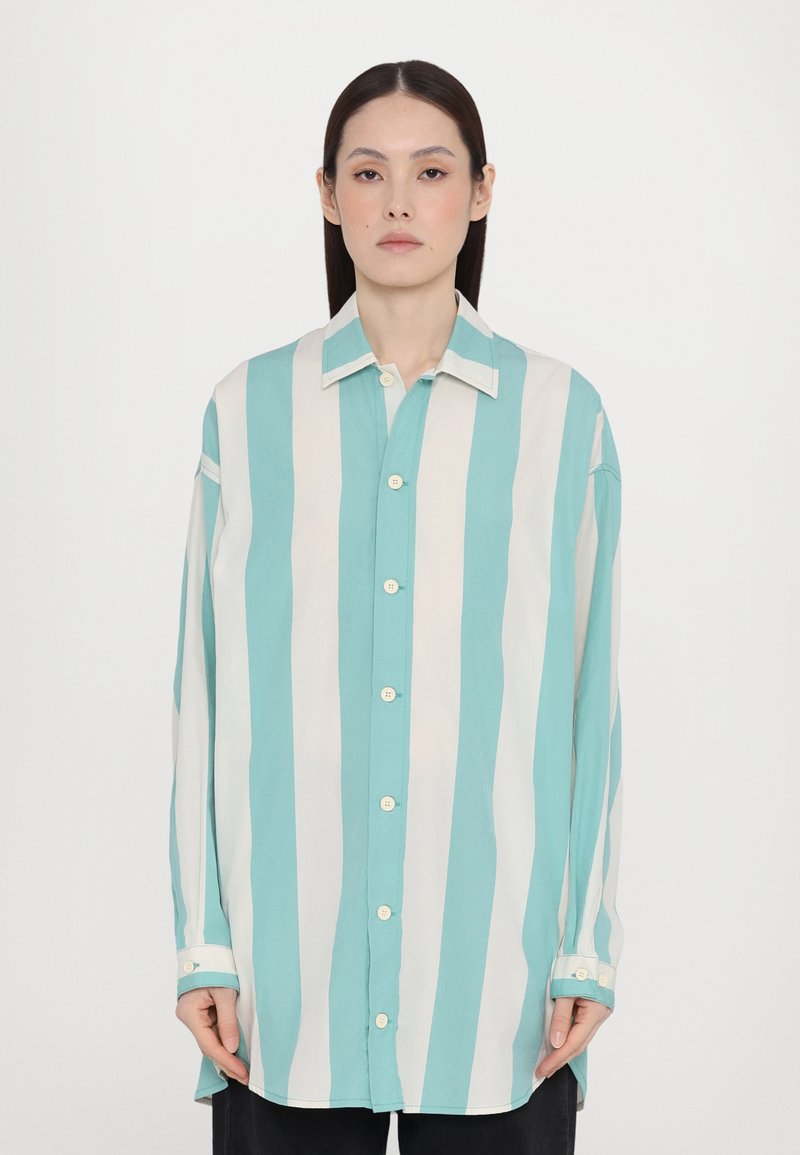 Sunnei MEGA OVER SHIRT TIE - Nööpidega pluus - off white/green