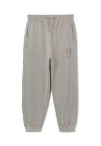 Grijze sweatpants van zachte stof, met een elastische tailleband, zijzakken en een geborduurd logo op de linkerdij.