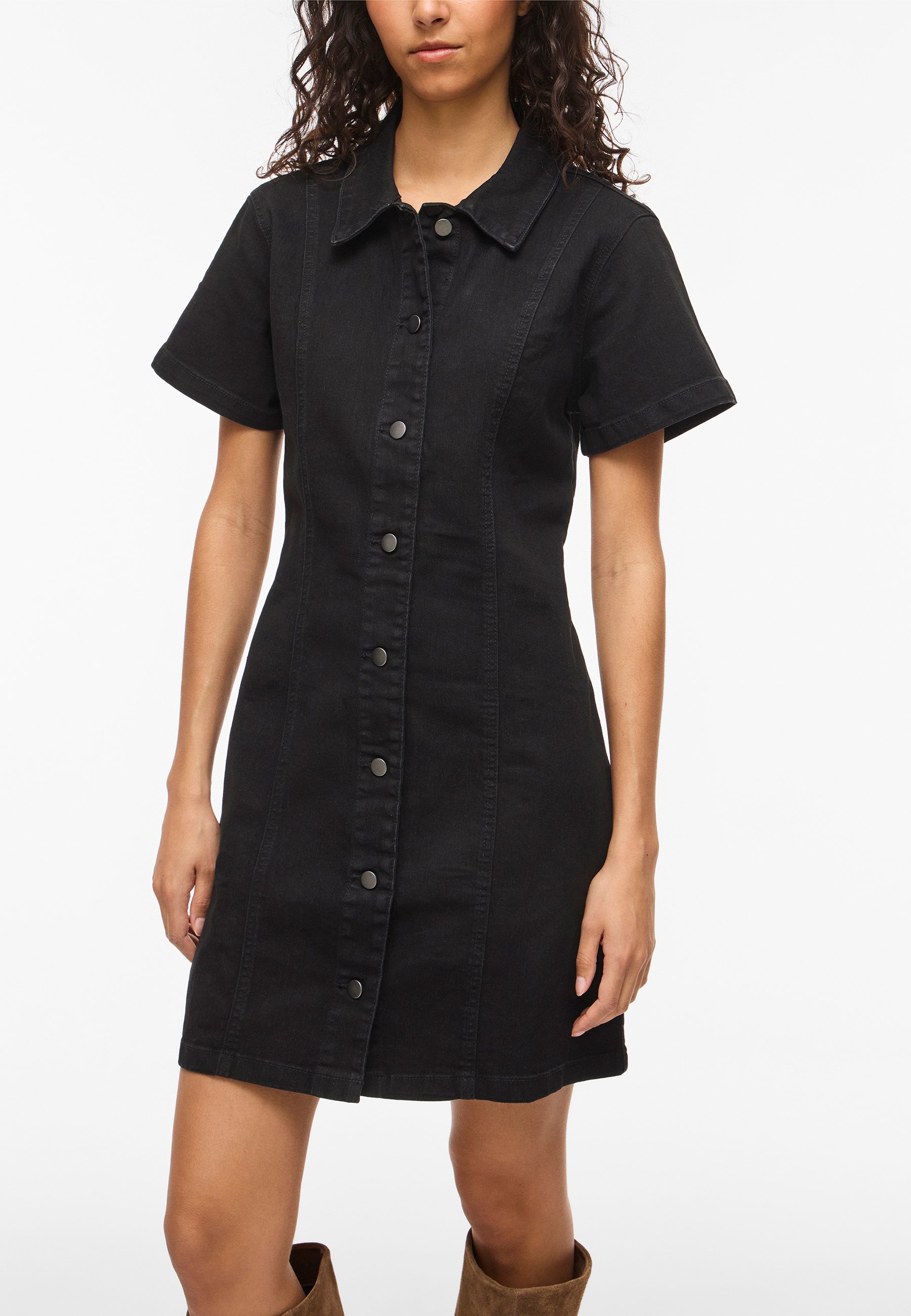 VILA VINISA - Denim dress - black denim/black - Zalando