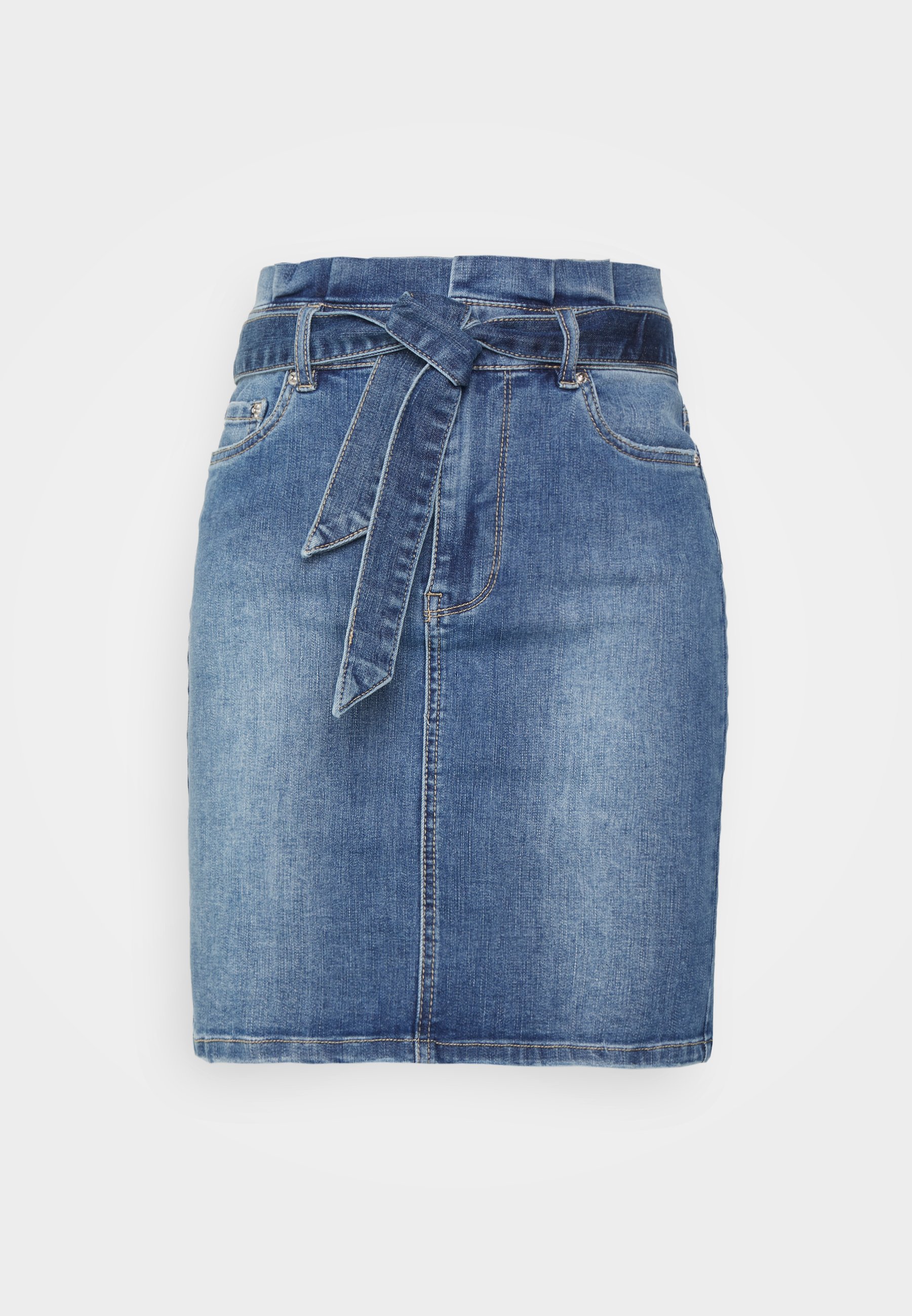 Vero Moda VMELLI SHORT PAPERBAG SKIRT - Jeansrok - medium blue denim/Blauw  denim/bluedenim - Zalando.nl