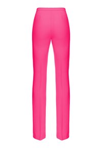 Heldere roze broek met een op maat gemaakte uitstraling, voorzien van een gladde textuur, platte tailleband en strakke lijnen. De achterkant heeft geen zakken.