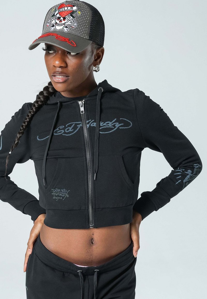 Ed Hardy EAGLE-TILL-DEATH - Zip-up sweatshirt - washed black/black -  Zalando.ie