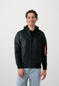 Alpha Industries - HOOD - Bomberjacks - black Miniatuurafbeelding 1