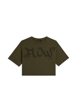 CROPPED CON STAMPA FLOW CENTRALE - T-shirt imprimé - dark green