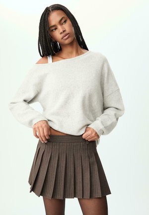 STRIPED BOX PLEAT - Jupe plissée - brown