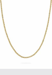 Collier en chaîne dorée avec un design de maillons lisses et arrondis. Les maillons sont espacés de manière uniforme, créant une apparence délicate et légère.