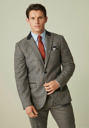 TAILORED FIT WOOL TRIMMED - Anzugsakko - grey