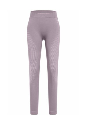 Hellpurpurne Leggings mit einem strukturierten Muster, hohem Bund und figurbetontem Design, aus dehnbarem Material für optimalen Komfort.