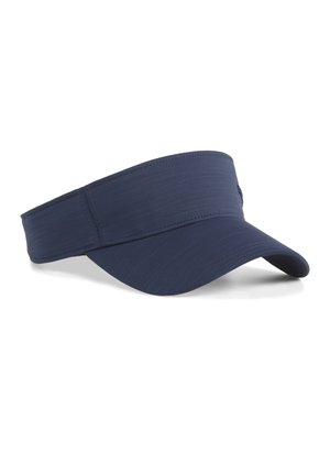 Mornarčno modra športna kapa z izbočeno vizirjem in širokim nastavljivim trakom, prikazana na beli podlagi.