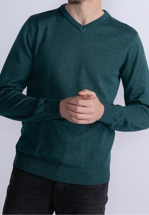 Strickpullover - mottled dark green