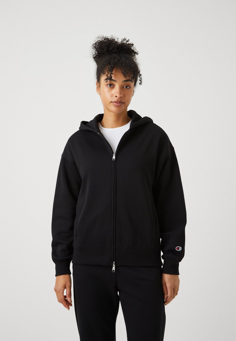 Champion ICONS FULL ZIP HOODIE LOGO - Felpa con zip - black