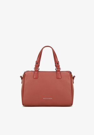 Leren handtas in roestkleur met twee hengsels, cilindrische vorm en het "WITTCHEN"-logo in het midden aan de voorkant.
