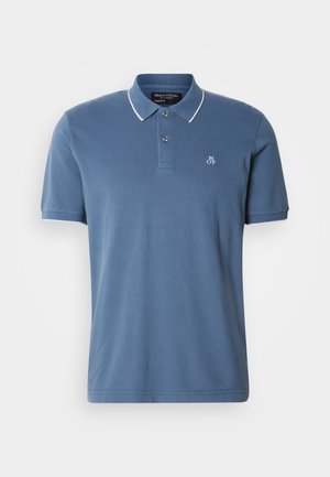 Blauwe katoenen polo met een twee-knopen sluiting, witte kraagaccenten en een klein geborduurd logo op de borst. Regular fit ontwerp.