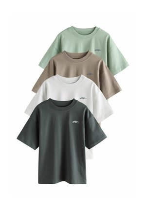 - SHORT SLEEVE LOGO CHEST GRAPHIC 4 PACK - Tricou cu imprimeu - light grey brown dark grey green