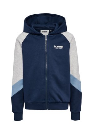 LOOSE BLOCKED ZIP HOODIE - Sweater met rits - dress blues faded denim