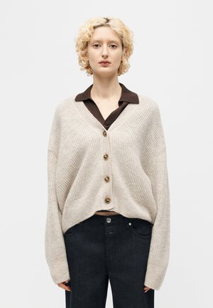 V NECK CARDIGAN - Kardigán - clay beige