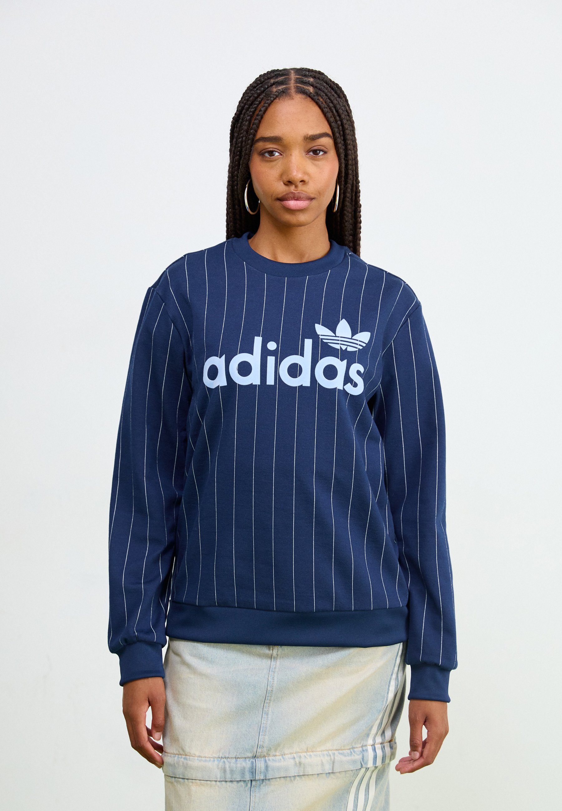 売れ筋商品|||アディダスオリジナルス パーカー・スウェットシャツ レディース アウター PINSTRIPE - Sweatshirt - night indigo/off white アディダスオリジナルス レディース パーカー・スウェットシャツ
