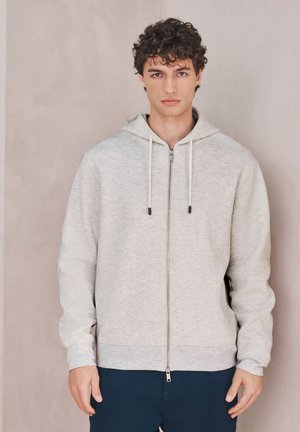 Next, REGULAR FIT - LINEAR TEXTURE THROUGH HOODIE - Mikina so zipsom - grey marl