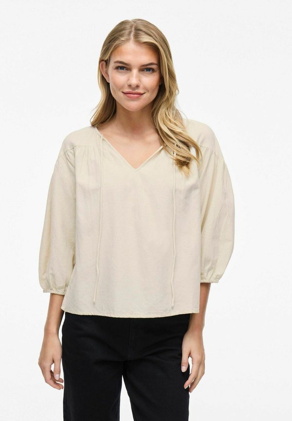 MIT 3/4 ARMELN V-AUSSCHNITT - Bluse - super light natural melan