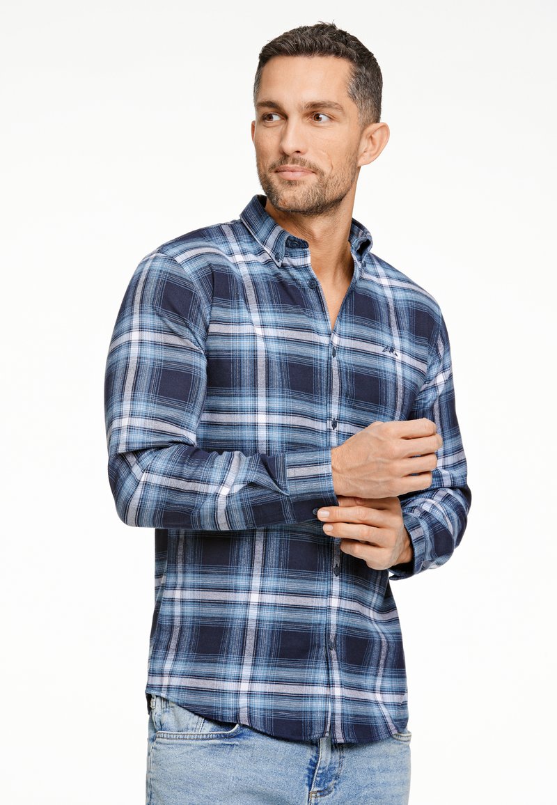Lindbergh BRUSHED CHECKED  - Camicia - dk blue
