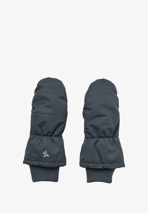 Pelēki izolēti cimdi ar quiltētu tekstūru, elastīgām aprocēm un mazu logotipa detaļu uz plaukstas zonas. Maigs, izturīgs materiāls.