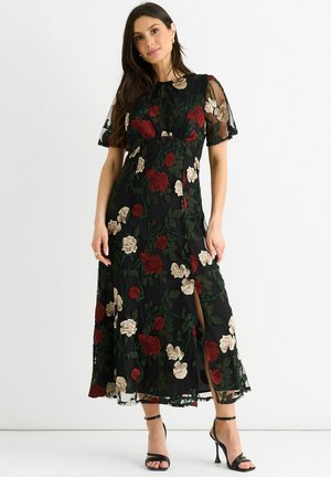 SLEEVES EMBROIDERED MIDI - Day dress - black