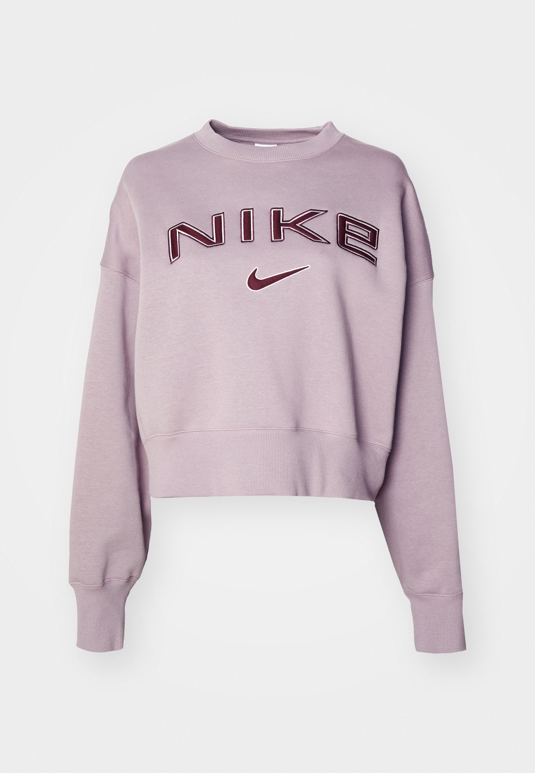 nike mini swoosh oversized cropped purple sweatshirt