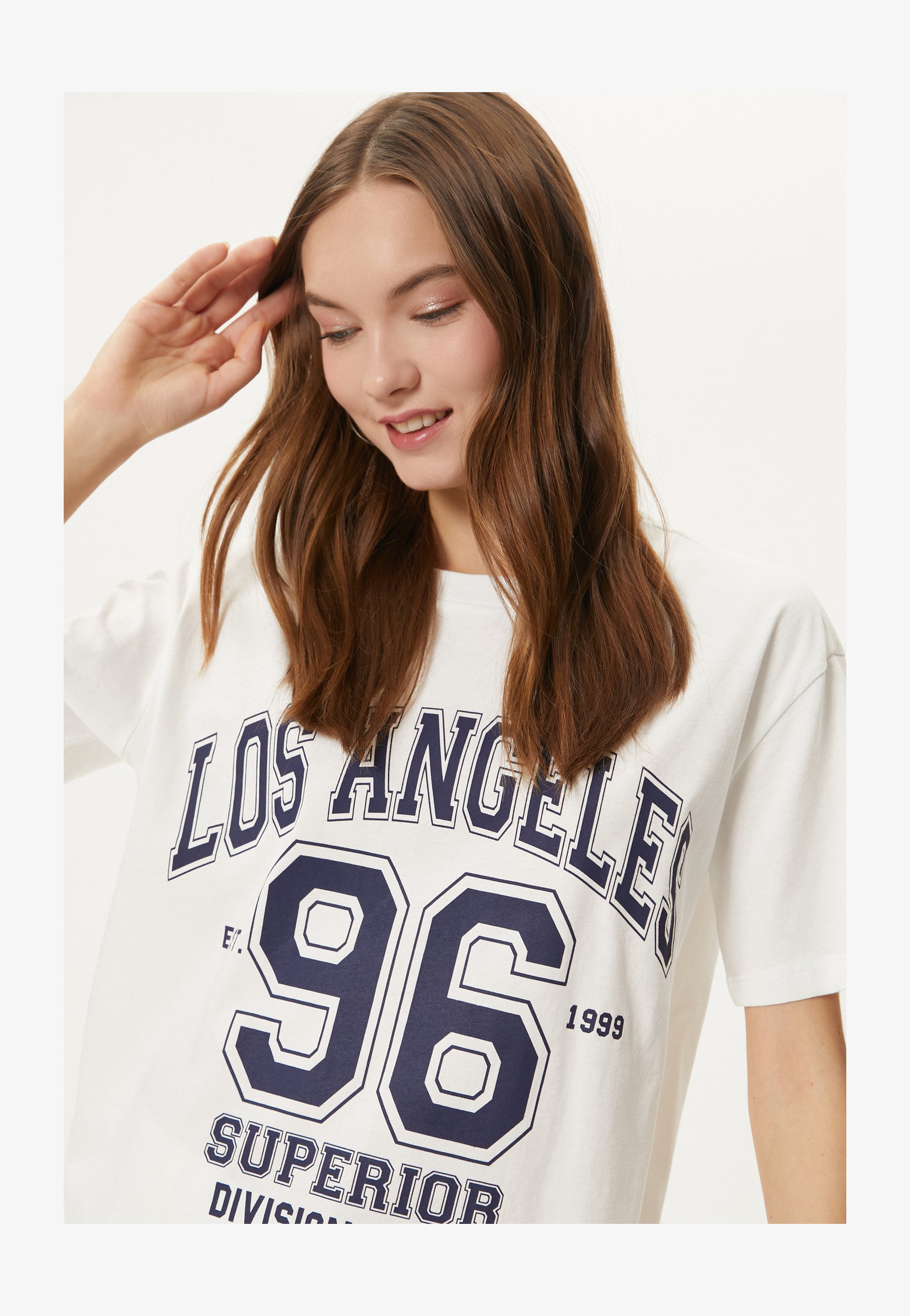 Koton Varsity T-Shirt Donna A Maniche Corte, Girocollo, Colore Arancione, Taglia XL