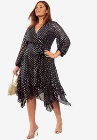 Friends Like These REGULAR FIT - CURVE PRINTED WRAP MIDI - Denní šaty - navy blue