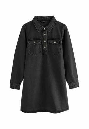 HALF PLACKET TALL - REGULAR FIT - Džinsa auduma kleita - black