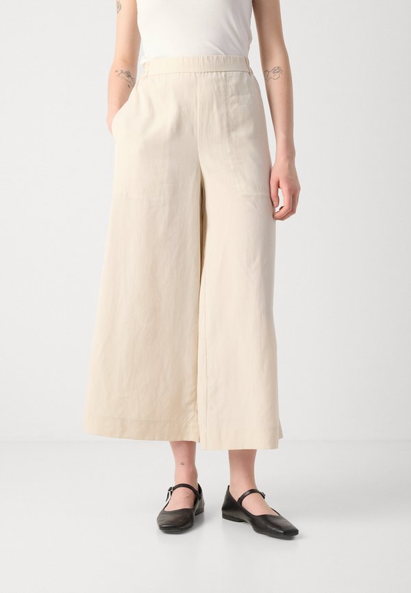 PANTS CULOTTE STYLE ELASTIC WAISTBAND SEAM POCKETS - Trousers - stone4
