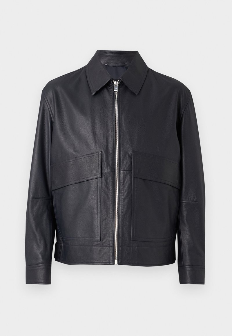 Boss Leren jas donkerblauw