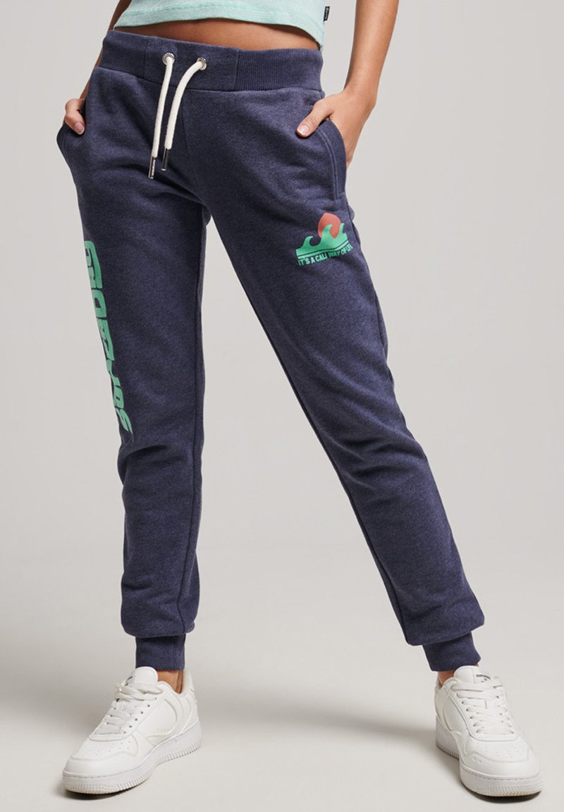 Superdry CALI CUTOUT UNBRUSHED Tracksuit bottoms atlantic navy marl
