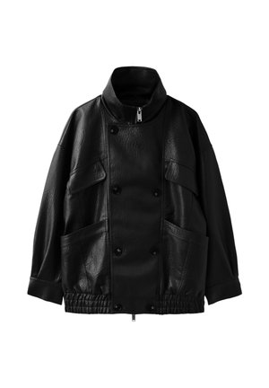 Stradivarius, Veste en similicuir - black