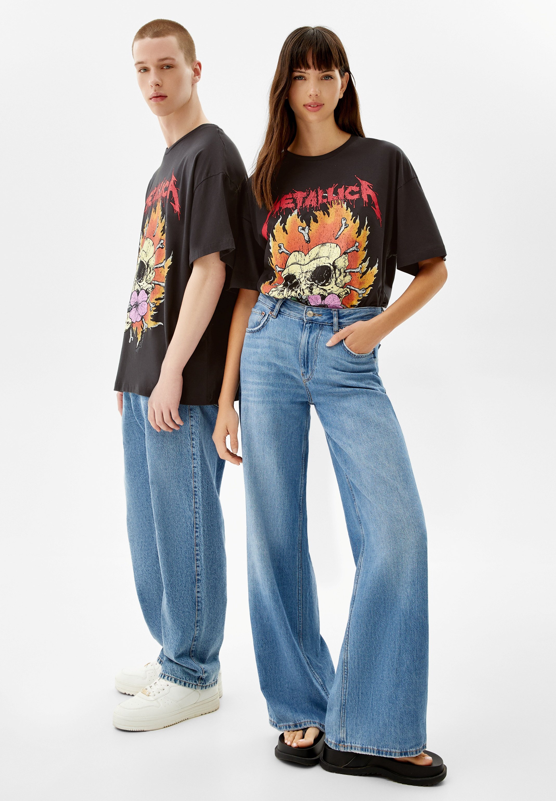 Bershka METALLICA PRINT - T-shirt con stampa - mottled black/nero-screziato  - Zalando