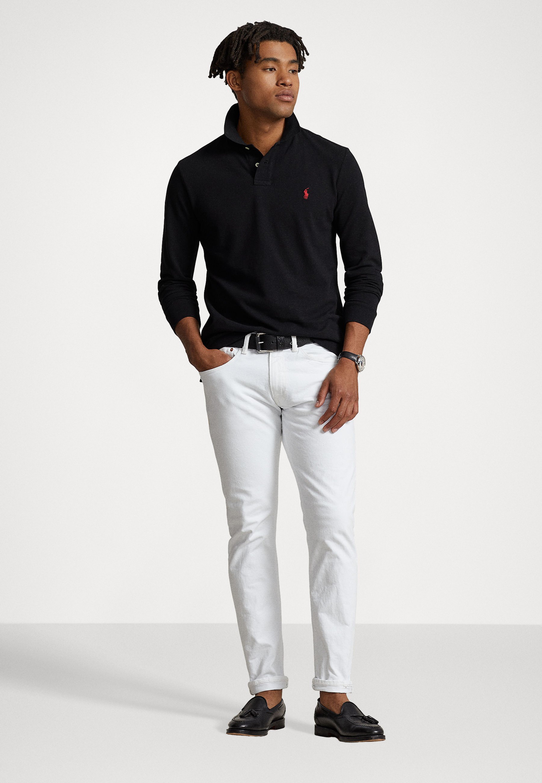 POLO RALPH LAUREN ブラック SLIM FIT 1枚　白 Polo Ralph Lauren CUSTOM SLIM FIT MESH POLO SHIRT - Polo - black