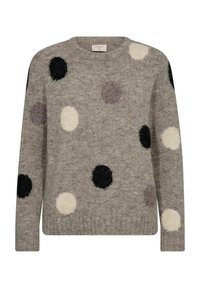 Freequent LOUISA - Stickad tröja - desert taupe mel w black