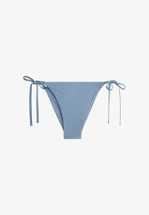 OYSHO, MEDIUM-COVERAGE STRIPE BIKINI BRIEFS WITH TIES - Bas de bikini - light blue