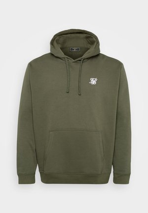Maslinasto zeleni dukserica od mekane mješavine pamuka, s prednjim džepom, kapuljačom na vezanje i bijelim logom na grudima.