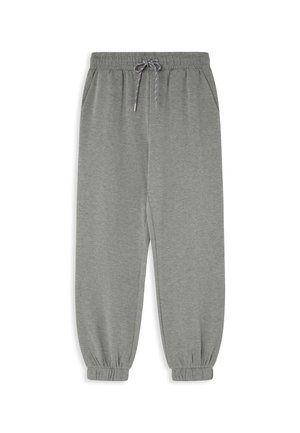 Graue Jogginghosen mit tapered Schnitt, elastischem Bund und Kordelzug, seitlichen Taschen und elastischen Bündchen an den Knöcheln.