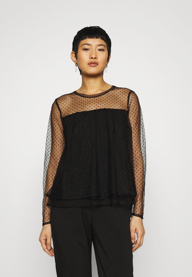 DOUBLE LAYER DOT BLOUSE - Maglietta a manica lunga - black