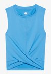 HIGH NECK SLEEVELESS TOP WITH WRAP FRONT - Top - blue